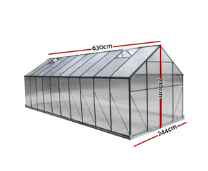 Greenhouse 6.3x2.44x2.1M Aluminium Polycarbonate Green House Garden Shed