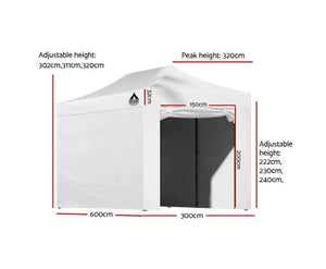 Instahut Gazebo 3x6 Pop Up Marquee Folding Tent Wedding Gazebos Camping Outdoor Shade Canopy White