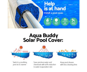 Aquabuddy Swimming Pool Cover Pools Roller Wheel Solar Blanket 500 Micron 9.5X5M