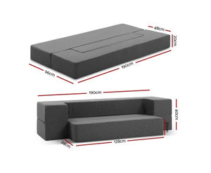 Bedding Portable Sofa Bed Folding Mattress Lounger Chair Ottoman Grey