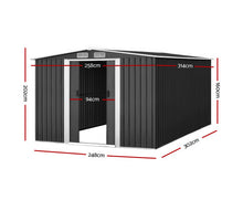 Load image into Gallery viewer, Giantz Garden Shed Outdoor Storage Sheds 2.58x3.14x2.02M Workshop Metal Base Grey